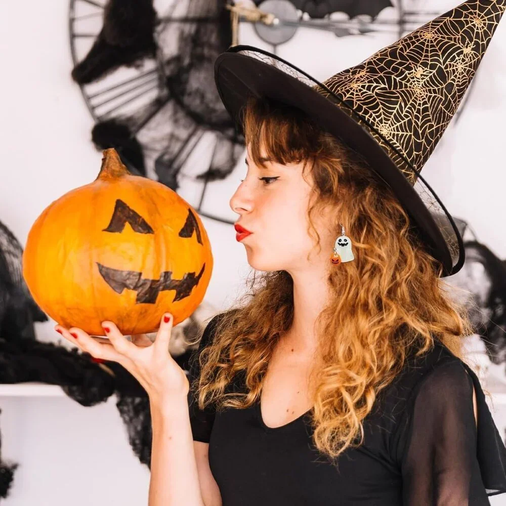 Women's A Pumpkin Ghost Halloween Blood Pumpkin Corn Dangle Earrings